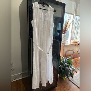 J. Crew Seamed Linen Dress With Removable Belt - White